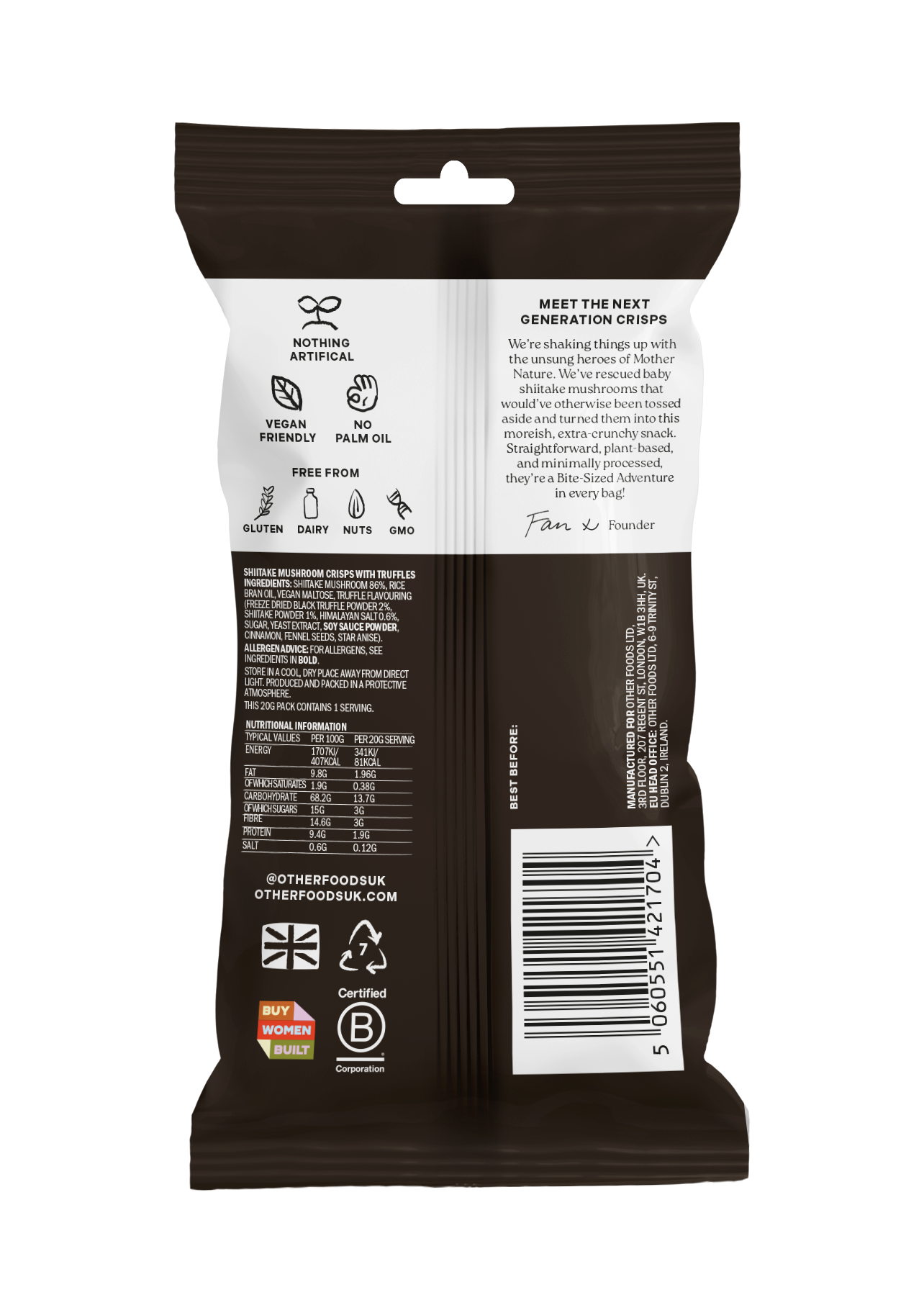 Baby Truffle Shiitake Mushroom Chips (20x20g)